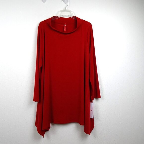 IC COLLECTION Tops - IC Collection Long Sleeve Top Women’s Plus Size 1X Red Knit Made in USA